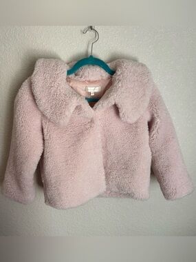 LoveShackFancy Kids Plush Faux Shearling Jacket - Pale Pink